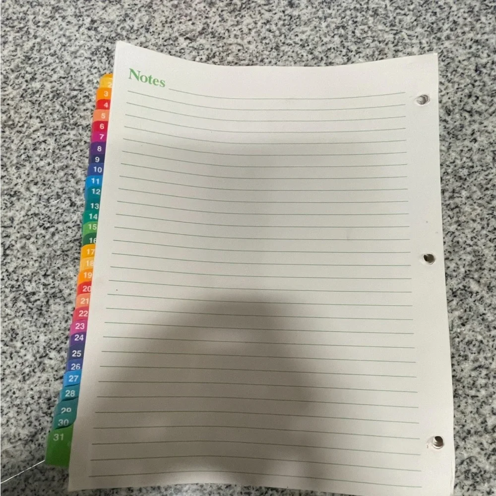 EUC “31-tab Dividers” Multicolor Tabs, 1 Set for 3 Ring Binders